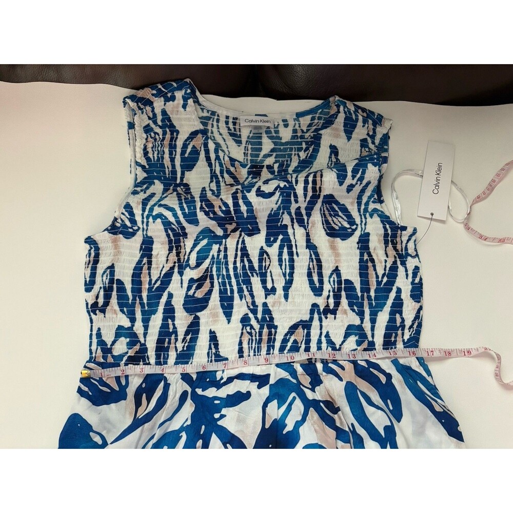 Calvin Klein Women Midi Dress Size 12 NWT Smocked W/ Pockets Floral Sleeveless - Picture 8 of 14